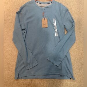 Weatherproof Vintage Men's Blue Heather Long Sleeve Henley Top-XL NWT